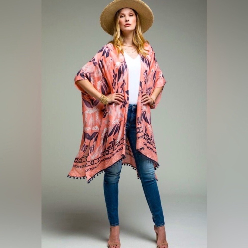 Woven Heart Pink and Black Swim Coverup